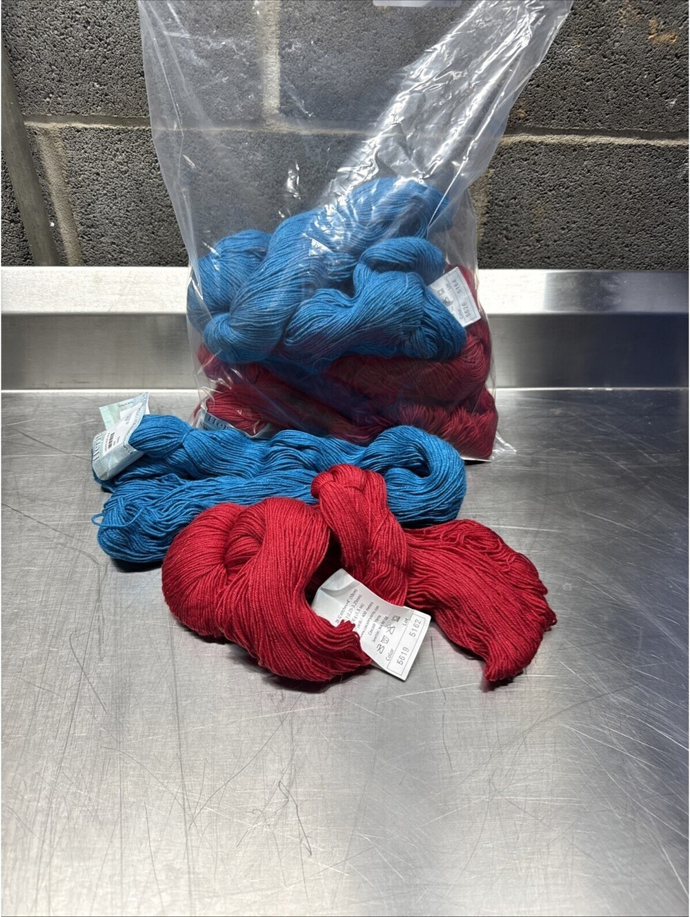Cascade Yarns Heritage Silk Yarn Color 5619 & 5626 Blue and Red 6 Skein Lot